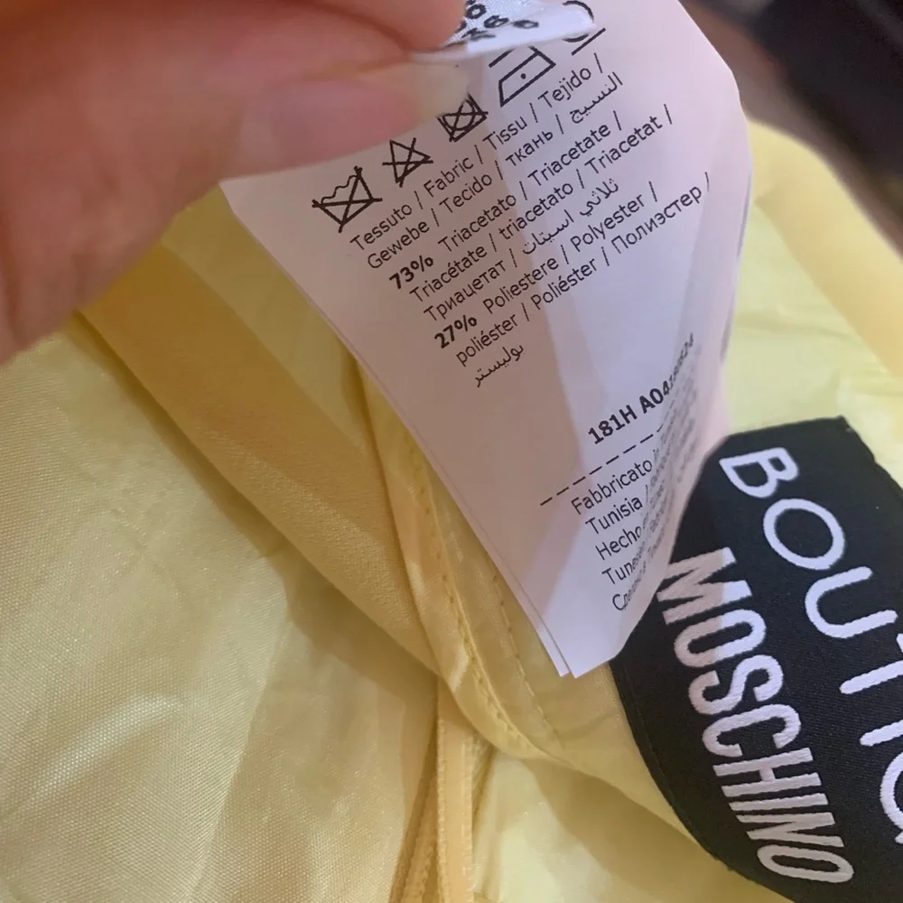 MOSCHINO BOUTIQUE Pastel Yellow Baby Doll Midi Asymmetrical Dress size 6 - Picture 10 of 13